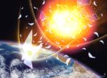  bird earth explosion falcon falling feathers hayabusa_(spacecraft) ntake_toukasaien space space_craft spirit 