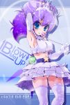  blue_eyes elbow_gloves gloves lulu_(pop'n_music) no_bra nukemichi pearl_necklace pop&#039;n_music pop'n_music purple_hair skirt star thigh-highs thighhighs 