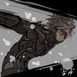  action armor barcode blonde_hair expressionless eyepatch glowing_eyes male metal_gear_solid metal_gear_solid:_rising raiden red_eyes rokka_(hexapetal) solo spikes 