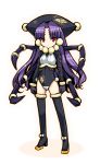  :&lt; extra_arms eyes hat long_hair monster_girl multiple_legs noir_(rance) noir_(sengoku_rance) purple_hair rance_(series) red_eyes sengoku_rance solo spider_girl thighhighs 