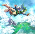  clouds link pointy_ears shield skydive the_legend_of_zelda 