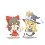  2girls =_= bad_id black_hair blonde_hair broom chibi eiri_(eirri) hakurei_reimu highres kirisame_marisa multiple_girls touhou 