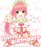  bad_id bangs blush blush_stickers bow bunny butterfly candy cherry earrings english flower food food_as_clothes food_themed_clothes fruit green_eyes hair_bow hair_flower hair_ornament hana happy happy_birthday jewelry lollipop long_hair mmmxx musical_note o_o pangya paw_print pink_hair polka_dot ponytail ring swirl_lollipop treble_clef 