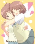  hirasawa_ui hirasawa_yui hug k-on! kannagi_kaname pantyhose school_uniform siblings sisters wink 