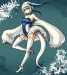  brown_eyes choker den_(diorama) detached_sleeves high_heels highres legs lugia moemon personification pokemon shoes short_hair silver_hair solo tail thigh-highs thighhighs 