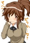  1girl amagami brown_eyes brown_hair long_hair ponytail sakurai_rihoko school_uniform shouji_2 solo sweater translated translation_request 