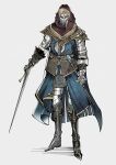  1boy armor black_footwear boots chainmail commentary commission denny626 elden_ring english_commentary gauntlets helmet highres holding holding_sword holding_weapon simple_background solo standing sword tarnished_(elden_ring) weapon white_background 