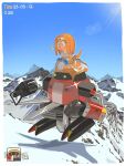  ! 1girl blue_eyes blue_sky bracelet breasts chzzei e-102_gamma floating furry furry_female gameplay_mechanics gloves highres horizon jewelry mountain open_mouth robot sky snow sonic_(series) sonic_adventure sunlight tail tikal_the_echidna white_gloves 