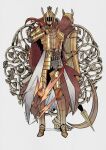  1boy 1girl armor chainmail cleanrot_knight_finlay covered_face cuirass cuisses denny626 elden_ring full_armor gauntlets greaves helmet highres holding holding_polearm holding_weapon lance long_hair malenia_blade_of_miquella polearm redhead sabaton shoulder_armor weapon white_background winged_helmet 