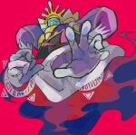  1boy commentary_request crown disembodied_limb gloves horns kirby&#039;s_return_to_dream_land kirby_(series) magolor male_focus master_crown ni_re no_humans red_background sketch violet_eyes white_gloves 