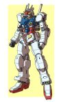  backpack bag beam_saber commentary energy_weapon english_commentary gundam highres humanoid_robot mecha mecha_focus mechanic mechanical_arms mechanical_foot mechanical_hands mechanical_legs mechanical_parts mobile_suit no_humans original piman piston robot simple_background standing sub-arms thrusters translated v-fin weapon 