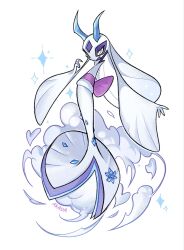  akada blue_eyes blue_sclera clouds colored_sclera diamond_(shape) froslass full_body heart highres horns ice looking_at_viewer mega_froslass mega_pokemon no_humans pokemon pokemon_(creature) pokemon_focus pokemon_legends:_z-a sash solo spoilers yellow_sclera 