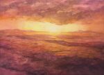  clouds cloudy_sky highres horizon no_humans orange_sky original painting_(medium) scenery sky sun sunlight sunrise tlctm7h8wdwnthx traditional_media watercolor_(medium) 
