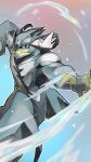  black_fur claws highres looking_at_viewer muscular no_humans plankton_(ganoona) pokemon pokemon_(creature) simple_background solo urshifu urshifu_(rapid) water 