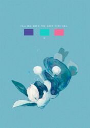  1other air_bubble animal_ears blue_background bubble closed_eyes commentary_request english_text full_body furry nagabe neck_fur original rabbit_ears rabbit_tail short_hair solo tail upside-down white_hair 