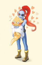  &gt;_&lt; 2015 2d 2girls alphys anthro barefoot behind_another belt black_eyepatch black_tank_top blue_pants blue_skin blush boots buck_teeth carrying carrying_person coat colored_sclera colored_skin digital_media dinosaur dinosaur_girl duo ear_fins english_commentary eyepatch female female_only fins fish fish_girl flying_sweatdrops full_body glasses grey_boots hands_on_own_cheeks head_fins heart height_difference high_ponytail hug hug_carry lab_coat lace-up_boots lifting_person lizard lizard_girl lizard_tail long_hair monster monster_girl multiple_girls nnbadbear pants ponytail red_hair reptile reptile_girl reptile_tail scalie sharp_teeth simple_background slit_pupils standing sweat tank_top teeth undertale undyne utdr_(toby_fox) white_coat yellow_background yellow_sclera yellow_skin yellow_teeth yuri 