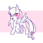  animal_focus commentary english_commentary full_body heart heart_tail horse hyuni_(character) hyuni_(hyunicat) multicolored_hair my_little_pony no_humans original owl_ears pink_eyes pink_hair solo streaked_hair tail white_hair wings 