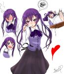  1girl blush full-face_blush gochuumon_wa_usagi_desu_ka? heart highres naonao_(sherry) purple_hair solo speech_bubble tedeza_rize twintails violet_eyes white_background 