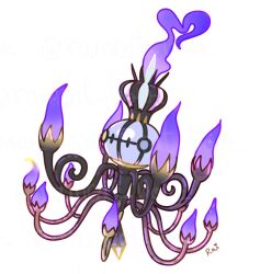  chandelier chandelure fire ghost mega_chandelure mega_pokemon mismatched_eyes pokemon pokemon_(creature) purple_fire rainmeowxd white_background yellow_eyes 