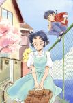  1boy 1girl bicycle black_hair blush braid braided_ponytail breasts clouds couple fuurinkan_high_school_uniform giostrina-blog1 house light_smile outdoors ranma_1/2 saotome_ranma school_uniform short_hair smile tendou_akane tree 