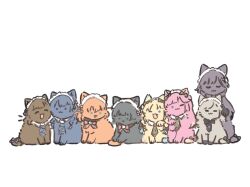  :3 ;3 ;d animal animal_focus animal_with_hair animalization anyoji_hime ao_kaeru ascot black_bow black_bowtie black_cat black_necktie blue_ascot blue_cat bow bowtie brown_bow brown_cat brown_necktie cat ceras_yanagida_lilienfeld closed_eyes closed_mouth clothed_animal detached_collar fang grey_cat hair_bow highres hinoshita_kaho kachimachi_kosuzu katsuragi_izumi link!_like!_love_live! love_live! maid_headdress momose_ginko murano_sayaka necktie no_humans nyan_nyan_nyan_fair_in_gamers one_eye_closed open_mouth orange_cat osawa_rurino pink_bow pink_bowtie pink_cat simple_background sitting smile u_u white_background yellow_cat 