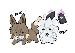  amiya_(arknights) animalization arknights commentary_request eevee espurr korean_commentary pokemon ppyeon rosmontis_(arknights) simple_background tagme white_background 