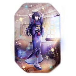  1girl armchair armor arms_up artist_request black_armor black_hair black_sandals blunt_bangs blunt_ends breasts chair closed_mouth day eyelashes folded_fan folding_fan full_body game_cg glass_(tate_no_yuusha_no_nariagari) hand_fan holding holding_fan indoors japanese_clothes kimono kneehighs light_particles long_hair long_sleeves looking_ahead obi official_art okobo painting_(object) platform_sandals purple_kimono raised_eyebrows red_eyes sandals sash shin_guards simple_background small_breasts socks solo sparkle standing straight_hair table tate_no_yuusha_no_nariagari tate_no_yuusha_no_nariagari_rerise transparent_background tying_hair vassal_fan_(demon_dragon_fan)_(tate_no_yuusha_no_nariagari) vassal_fan_(tate_no_yuusha_no_nariagari) waist_tassel white_sash white_socks wide_sleeves window wooden_floor yukata 