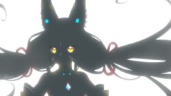  1girl alten artist_name chest_jewel facial_mark long_hair nia_(blade)_(xenoblade) nia_(xenoblade) silhouette simple_background solo upper_body white_background xenoblade_chronicles_(series) xenoblade_chronicles_2 yellow_eyes 