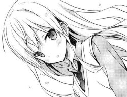  1girl blush collared_shirt dutch_angle falling_petals floating_hair hair_between_eyes komiya_yuuta long_hair long_sleeves lowres necktie non-web_source open_mouth original petals sawatari_ranna school_uniform shirt solo straight_hair upper_body vest 