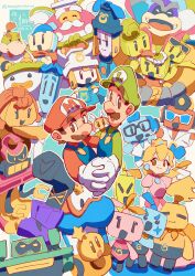  6+boys 6+girls anniversary billdit_(mario) blonde_hair blue-tinted_eyewear blue_skin bowser_jr. buddy_(mario) burnadette_(mario) chilliam_(mario) colored_skin connie_(mario) cozette_(mario) dorrie dulles_(mario) dyode_(mario) ecks_(mario) ellow_(mario) emmit_(mario) facial_hair glasses gloves gorumbla great_conductor_(mario) green_hat hat highres holding holding_hands holding_watering_can ireen_(mario) junior_clown_car loog_(mario) luigi mario mario_&amp;_luigi:_brothership mario_&amp;_luigi_rpg maykit_(mario) monyorun mother_and_daughter mother_and_son multiple_boys multiple_girls mustache open_mouth orange_skin princess_peach red_hat red_scarf scar scar_on_face scarf shun_(mario) snoutlet_(mario) star_(symbol) starlow sunglasses super_mario_bros. ten_(mario) tinted_eyewear watering_can white_gloves willma 