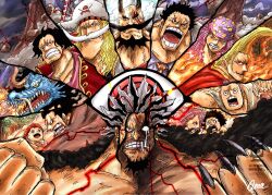  baby bartholomew_kuma bear_paws black_hair charlotte_linlin claws crying crying_with_eyes_open dragon edward_newgate eris_(one_piece) facial_hair fangs figarland_garling gol_d._roger haki_(one_piece) harald_(one_piece) hat highres imu_(one_piece) kaidou_(one_piece) marshall_d._teach monkey_d._dragon monkey_d._garp one_piece pirate_hat red_eyes red_lightning rocks_d._xebec shanks_(one_piece) tears white_hair xginrw 
