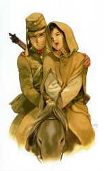  absurdres china hat highres horse japan manchukuo military_hat military_uniform non-web_source rainbow_trotsky signature world_war_ii yasuhiko_yoshikazu 