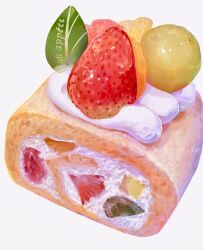  commentary_request cream dessert food food_focus french_text fruit fruit_sandwich leaf montaro_810 no_humans original still_life strawberry white_background 