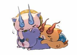  3b4128 brown_fur commentary_request grey_fur koalanyan komajirou komasan no_humans open_clothes open_mouth simple_background white_background white_fur youkai_(youkai_watch) youkai_watch 