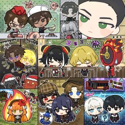  1other 6+boys 6+girls :3 anger_vein black_eyes black_hair blonde_hair blue_eyes blue_hair bongy_(project_moon) bow bowtie brown_eyes brown_hair brown_hairband byam6yam chalkboard charon_(project_moon) clock commentary cooking dante_(limbus_company) dark-skinned_female dark-skinned_male dark_skin don_quixote_(project_moon) dreaming_electric_sheep faust_(project_moon) flaming_head glasses gnome_(project_moon) green_eyes gregor_(project_moon) grey_eyes grey_hair hair_bow hair_slicked_back hairband heathcliff_(project_moon) herbert_(project_moon) highres hong_lu_(project_moon) ishmael_(project_moon) jia_xichun_(project_moon) kkomi_(project_moon) limbus_company long_hair low_twintails mephistopheles_(project_moon) meursault_(project_moon) mika_(project_moon) multiple_boys multiple_girls object_head olga_(project_moon) one_eye_closed open_mouth orange_hair outis_(project_moon) project_moon rain_(project_moon) red_bow red_bowtie rodion_(project_moon) rope ryoshu_(project_moon) short_hair sidelocks sinclair_(project_moon) sleeping smile table trash_crab_(project_moon) twintails vergilius_(project_moon) very_long_hair violet_eyes white_bow white_hair yellow_eyes yi_sang_(project_moon) 