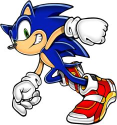  1boy animal_ears blue_fur dynamic_pose full_body furry furry_male gloves green_eyes grin hedgehog_boy male_focus official_art red_shoes running shoes smile soap_shoes sonic_(series) sonic_adventure_2 sonic_the_hedgehog spikes spiky_hair transparent_background uekawa_yuji white_gloves 