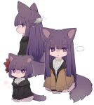  ... 1girl animal animalization cat fern_(sousou_no_frieren) long_hair pemi_(spommmm) purple_hair short_hair sousou_no_frieren spoken_ellipsis tail violet_eyes 