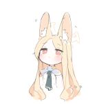  1girl animal_ear_fluff animal_ears ascot black_ascot blonde_hair blue_archive blush halo long_hair looking_up mikozin red_eyes seia_(blue_archive) simple_background sketch solo upper_body white_background 