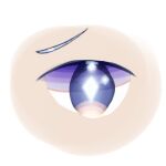 1girl blue_eyes bright_pupils cirno colored_eyelashes cool_violet_976 diamond-shaped_pupils diamond_(shape) glowing glowing_eyes light_skinned looking_at_viewer no_bangs no_nose solo touhou v-shaped_eyebrows white_background white_pupils yellow_eyes