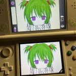  1girl disappointed drawing empty_eyes expressionless game_console green_hair hair_ornament highres human_experiment_(wwinterdotcom) original portrait solo staring violet_eyes 