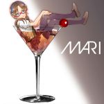  black_thighhighs blue_eyes brown_hair champagne cherry cinqtrois cup evangelion:_2.0_you_can_(not)_advance food fruit girl_in_a_cup glass glasses hairband hands_on_knees in_container in_cup in_food legs lips loafers makinami_mari_illustrious minigirl necktie neon_genesis_evangelion omaru_(cinqtrois) plaid plaid_skirt rebuild_of_evangelion school_uniform shoe_dangle shoes sitting skirt smile solo tartan thigh-highs thighhighs thighs twintails wet wet_clothes wine_glass 