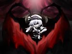  creepy highres pale_skin red_eyes remilia_scarlet silver_hair solo touhou tsuki_wani wings 