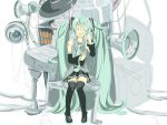  bad_id closed_eyes detached_sleeves green_hair hatsune_miku long_hair necktie potchi sitting skirt solo thigh-highs thighhighs twintails very_long_hair vocaloid 