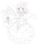  dress hair_bow highres lineart medicine_melancholy monochrome open_mouth ribbon ringpearl su-san touhou wings 