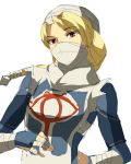  androgynous bandages blonde_hair braid long_hair mask muse_(rainforest) ocarina_of_time princess_zelda red_eyes reverse_trap sheik solo surcoat the_legend_of_zelda 