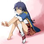  barefoot blue_hair coat face feet genderswap hands legs long_hair marotang simon single_shoe sitting skirt smile solo stretch tengen_toppa_gurren_lagann 