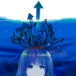  bangs blue blue_eyes directional_arrow kukumu light original solo surreal symbol-shaped_pupils underwater water 