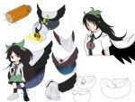  cape character_sheet mismatched_footwear mogumogu reiuji_utsuho reiuji_utsuho_(bird) ribbon solo touhou wings 