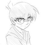  detective_conan edogawa_conan glasses male monochrome sketch solo 