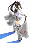  cherry_blossoms ganzyu_i katana mecha_musume military mitsubishi_atd-x original personification ponytail school_uniform serafuku solo sword weapon 